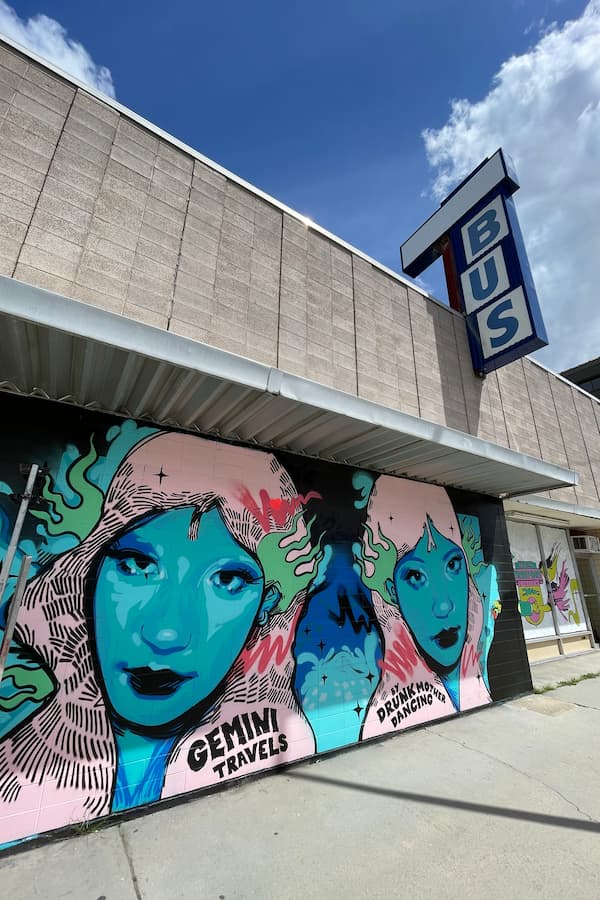 A Mural at the Old Boise Bus Station depictiing two people