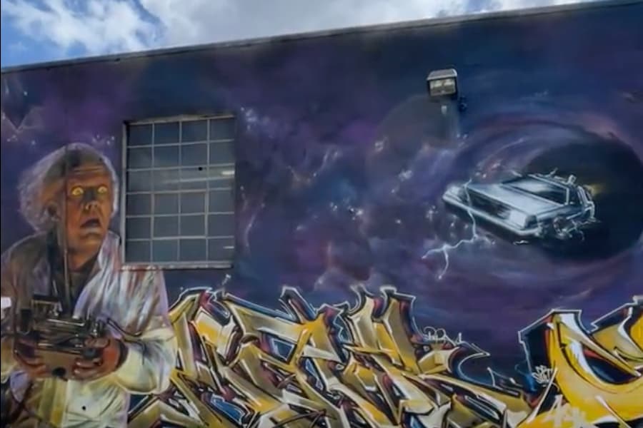 A Mural at the Old Boise Bus Station depictiing Back to the Future