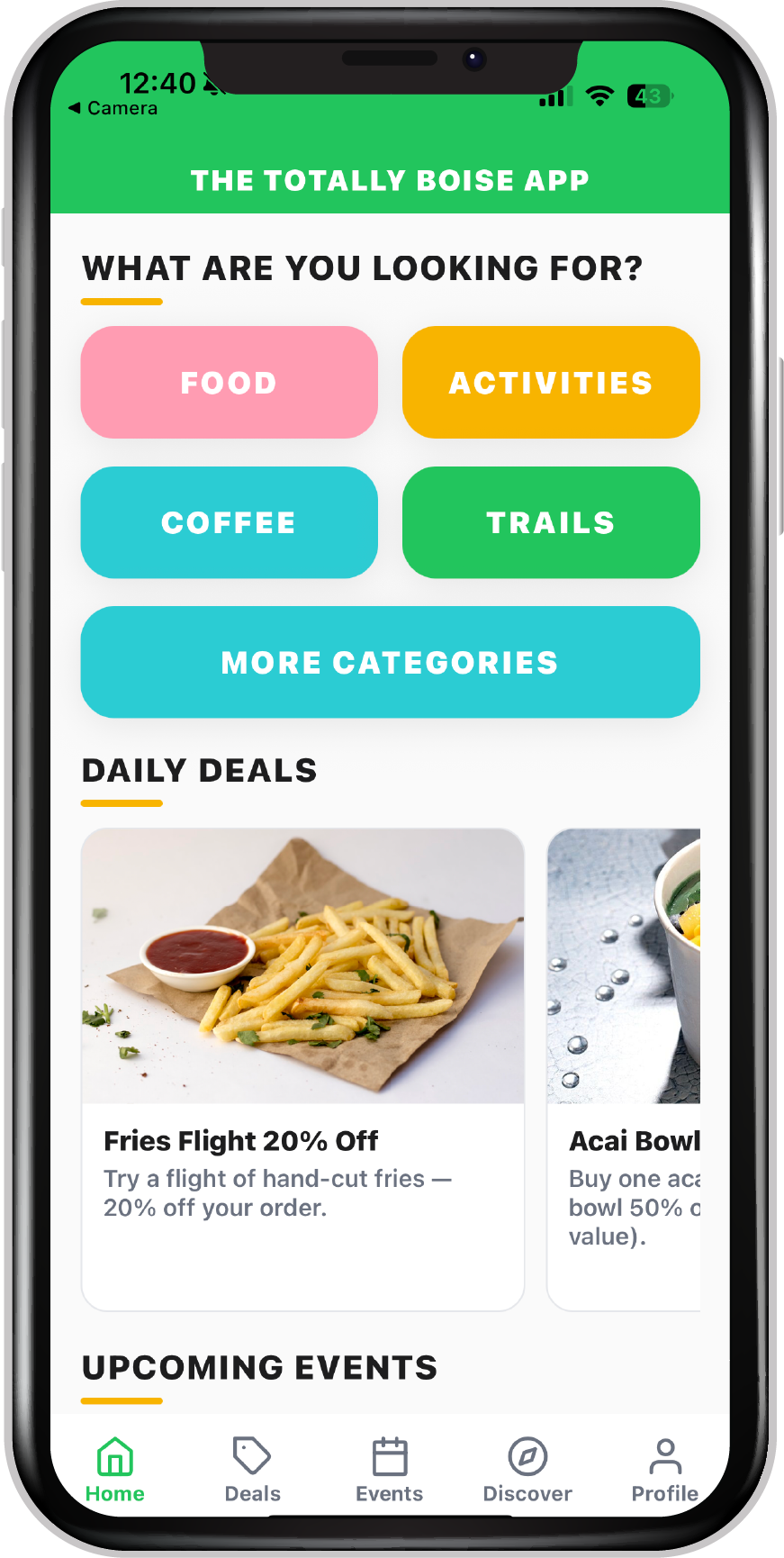 Totally Boise App Home